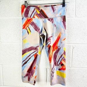 ALO Multicolor Airbrush Cropped Capri Leggings Running Pants Modernist Sz S